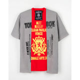 HANDCRAFTED TEE - GRIS/ROUGE